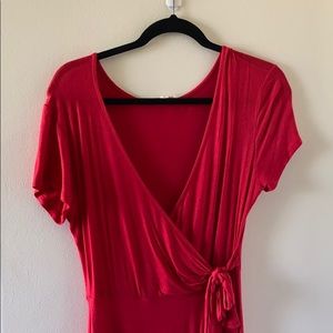 Figure Flattering Red Wrap Dress